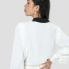 Áo sơ mi cổ lệch hestia màu trasng