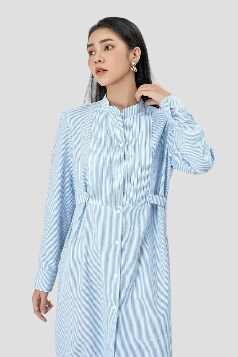 đầm sơ mi midi kẻ sọc màu xanh dương (2)_8