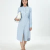 đầm sơ mi midi kẻ sọc màu xanh dương_11
