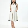 đầm mini trắng dáng xòe chữ A phối viền đen_12