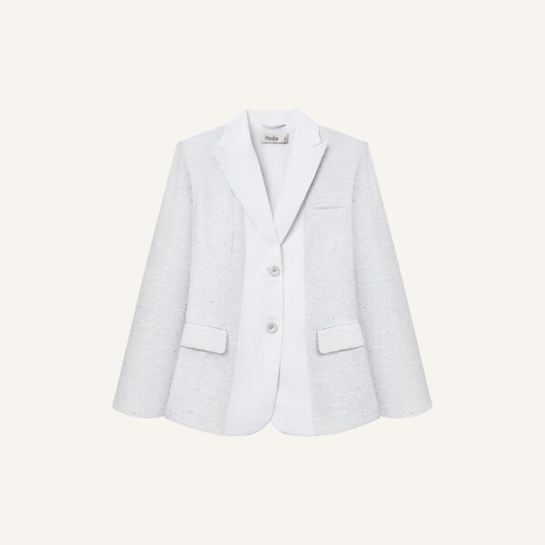 ÁO BLAZER HÀU XANH PHỐI TRẮNG