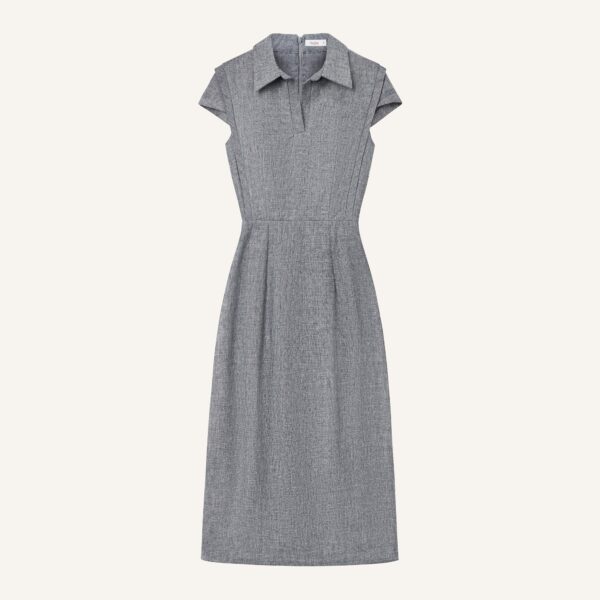 ĐẦM DENIM CHUỐI XÁM MIDI RÃ SƯỜN
