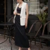 Áo Blazer Không Tay 4 Khoen Trắng Thanh lịch