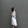 Áo Sheer Cổ Trụ Phối Ribbon