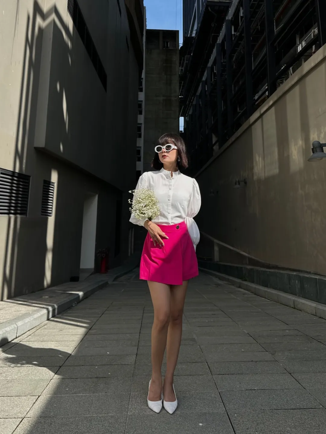 Quần Short Satin Giả Váy – Hồng Skort Satin