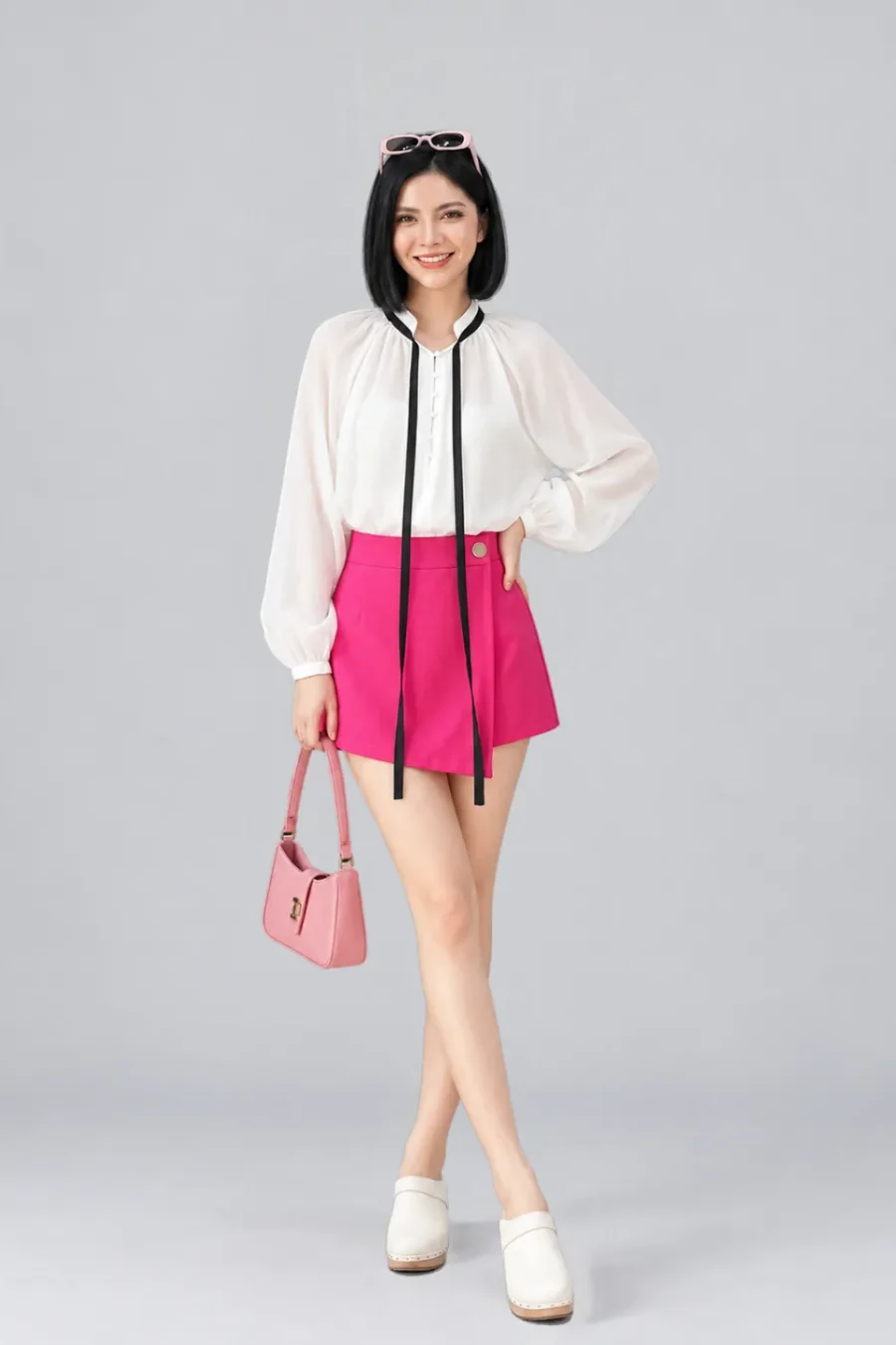 Quần váy ngắn Short Satin hồng M Hồng