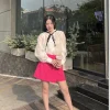 Model thực tế Chân váy Short Satin hồng M Hồng